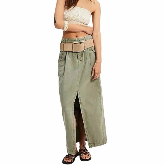 Free People Dresses & Skirts - Free People Tybee Cargo Utility Maxi Skirt Olive Green 6 NWOT